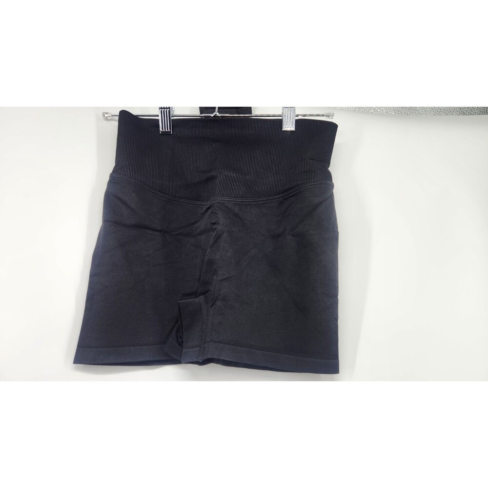 Victoria's Secret Small Black Seamless Bun Shorts Stretch Pocket 3" Inseam NWT‎